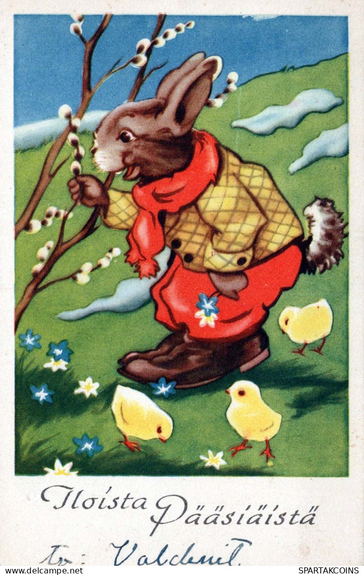 PÂQUES POULET ŒUF ENFANTS Vintage Carte Postale CPA #PKE294.A - Easter