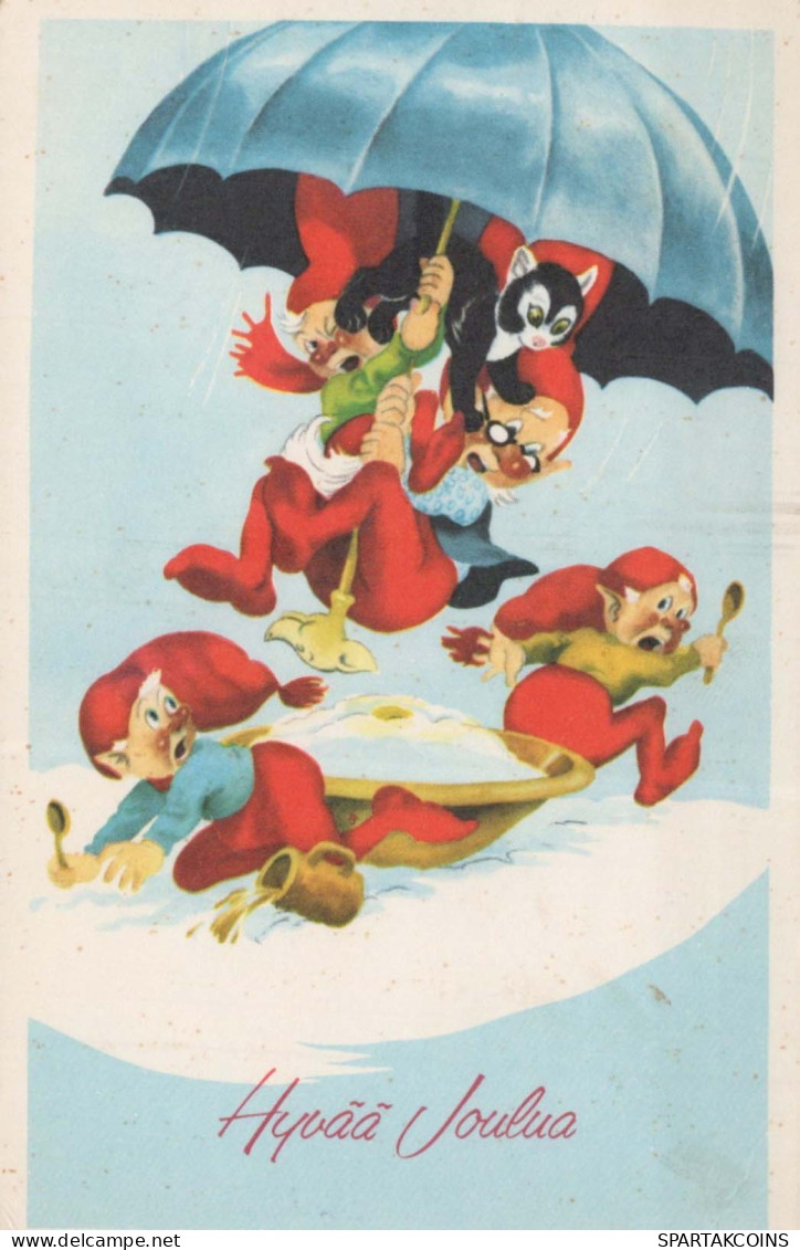PÈRE NOËL Bonne Année Noël GNOME Vintage Carte Postale CPSMPF #PKD863.A - Santa Claus