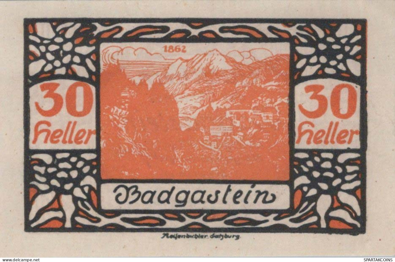 30 HELLER 1920 Stadt BAD GASTEIN Salzburg Österreich Notgeld Banknote #PF156 - [11] Emissioni Locali
