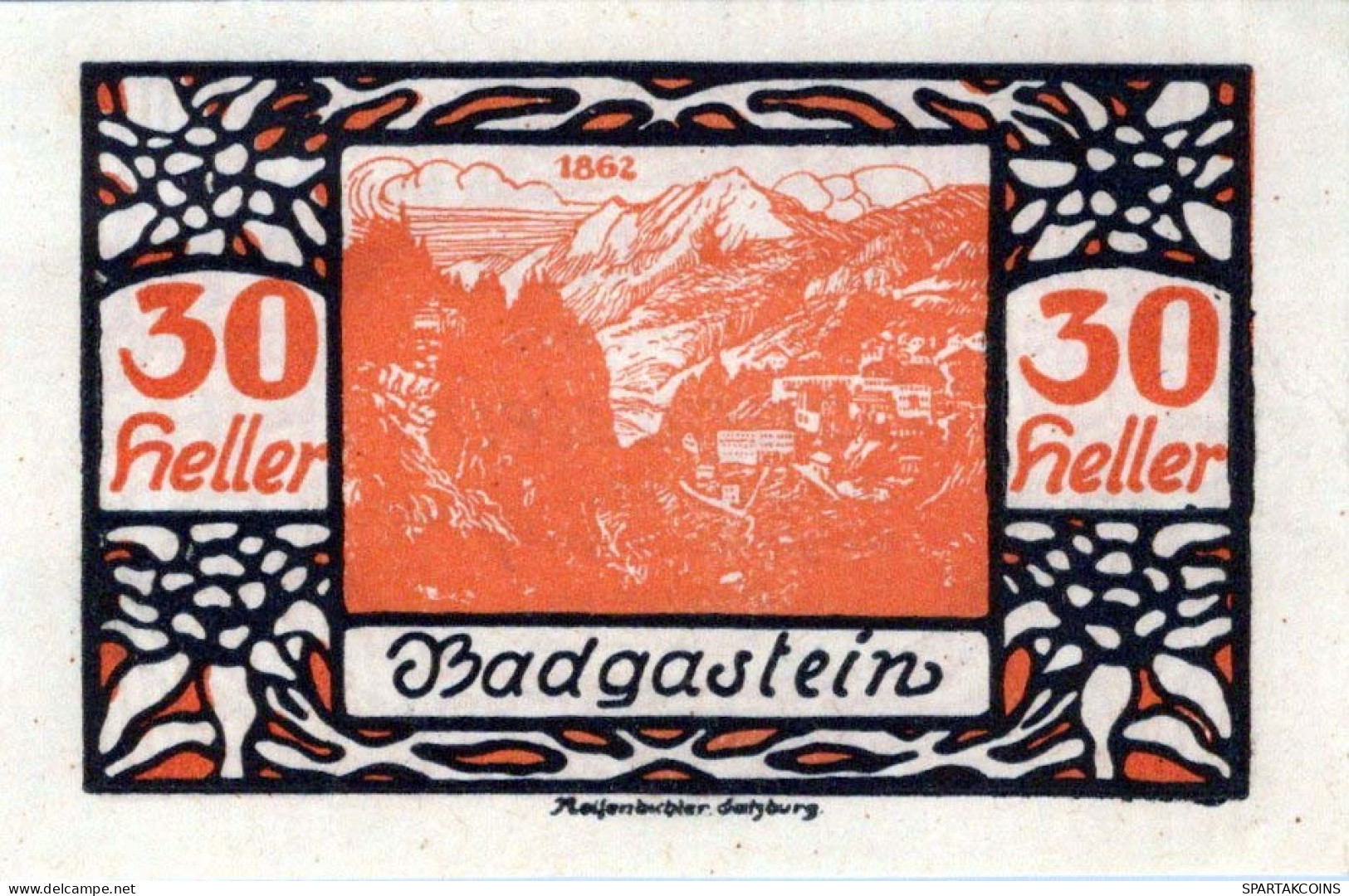 30 HELLER 1920 Stadt BAD GASTEIN Salzburg Österreich Notgeld Banknote #PF156 - [11] Emissioni Locali