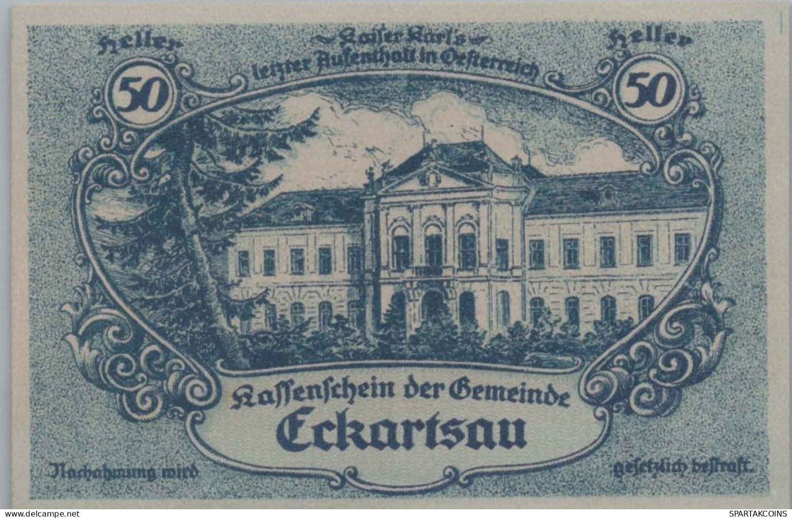 50 HELLER 1920 Stadt ECKARTSAU Niedrigeren Österreich Notgeld Banknote #PE950 - [11] Local Banknote Issues