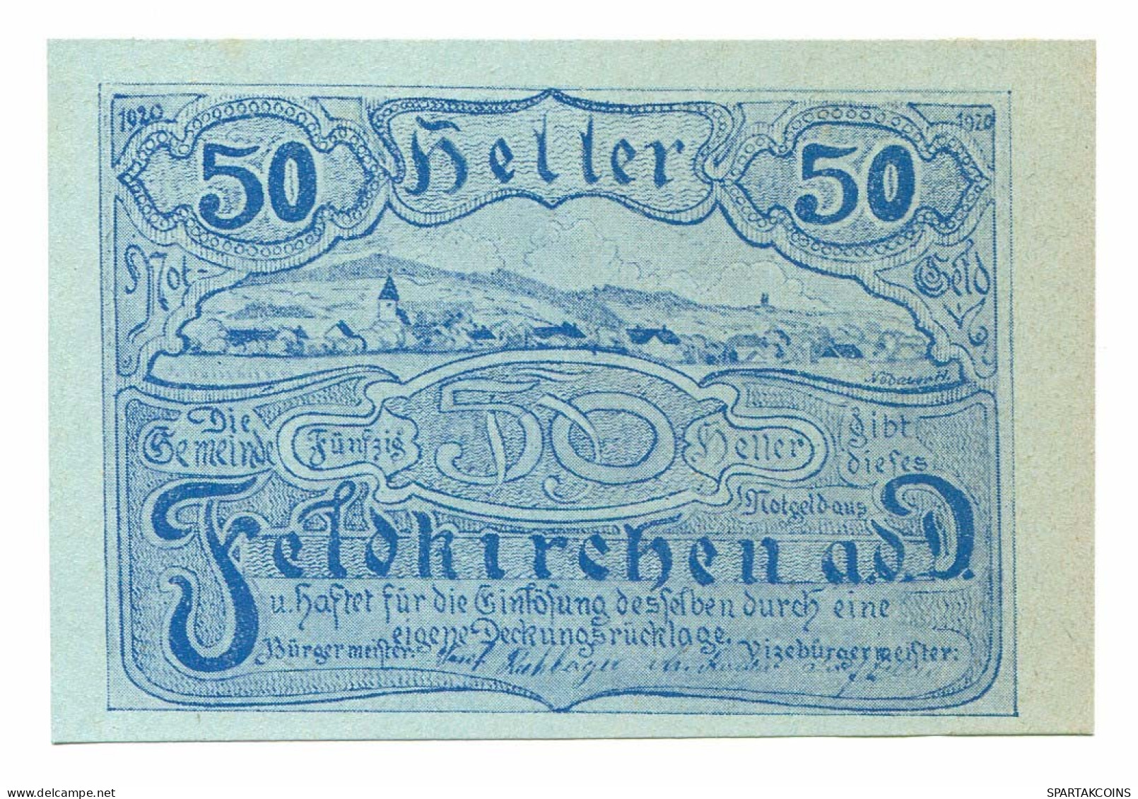 50 Heller 1920 FELDKIRCHEN Österreich UNC Notgeld Papiergeld Banknote #P10393 - [11] Emisiones Locales