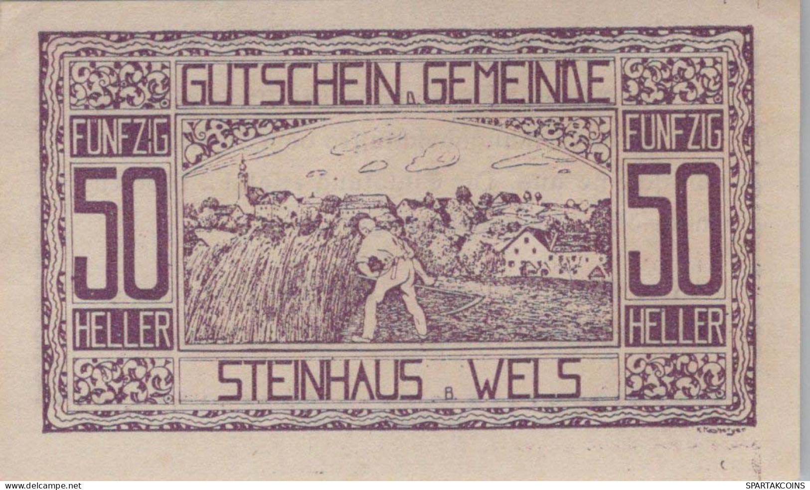 50 HELLER 1920 Stadt STEINHAUS BEI WELS Oberösterreich Österreich Notgeld #PE687 - [11] Lokale Uitgaven