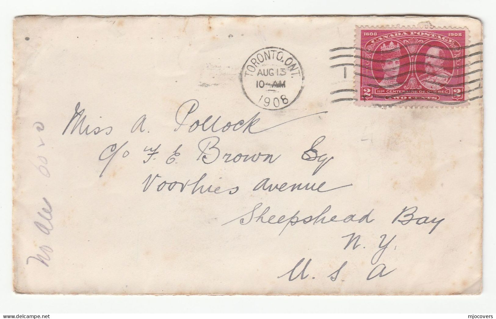1908 Canada ROYALTY  Quebec Centenary Stamps COVER To USA - Briefe U. Dokumente