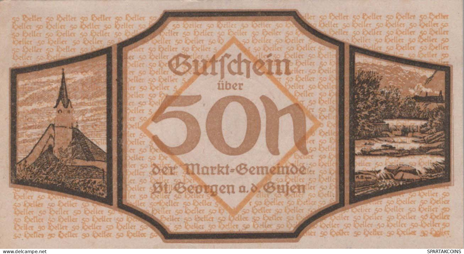 50 HELLER 1920 Stadt SANKT GEORGEN AN DER GUSEN Oberösterreich Österreich #PF224 - Lokale Ausgaben