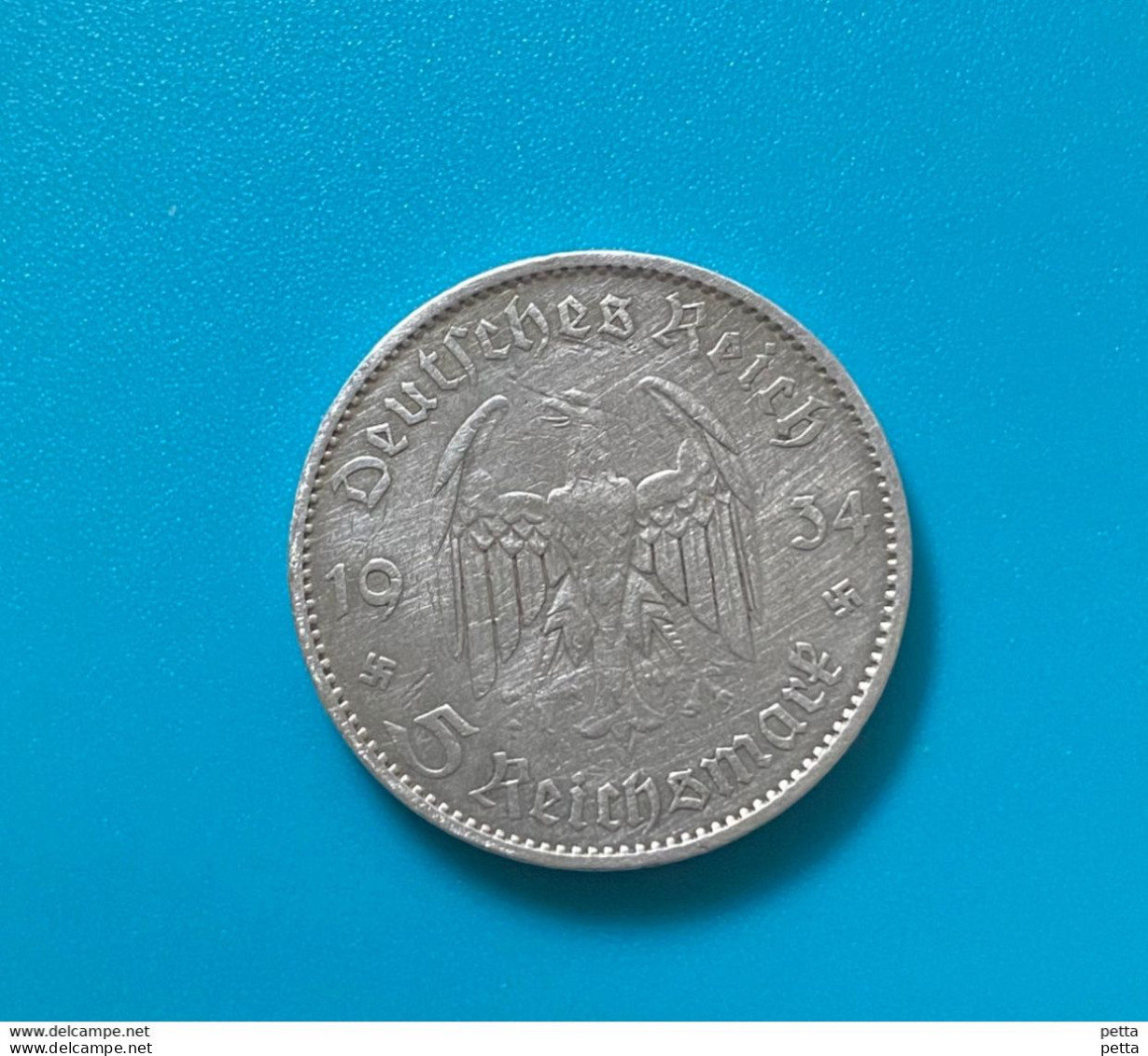 Pièce De 5 Reichsmark 1934A / Argent / Vendu En L’état (38) - 5 Reichsmark