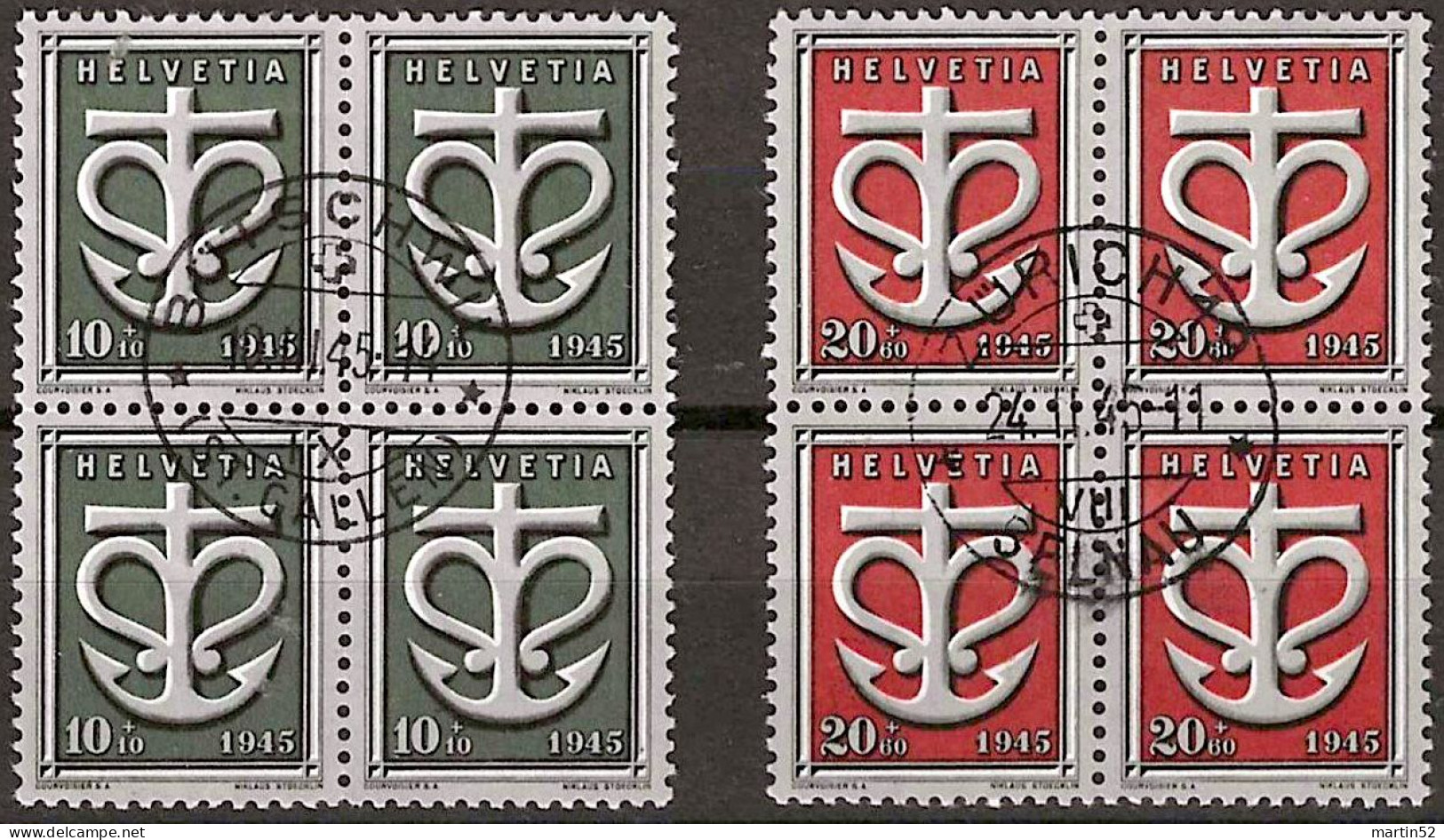 Schweiz Suisse 1945: Spende  Don  Dono  Zu WIII19-20 Mi 443-444 Yv 403-404 Mit Zentral-⊙ ZÜRICH 24.II.45 (Zu CHF 60.00) - Used Stamps