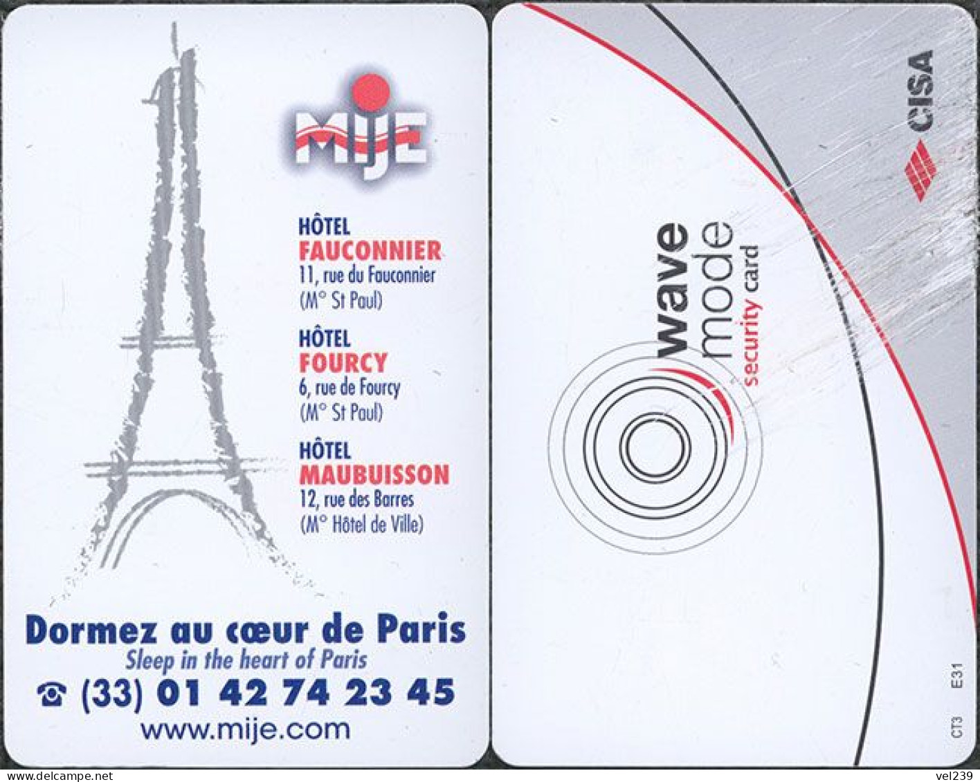 France. MIJE - Hotel Keycards