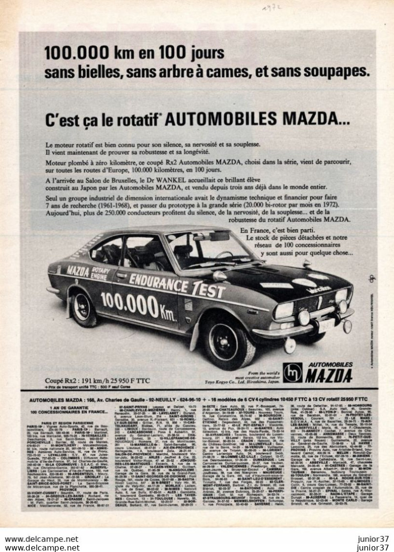 2 Feuillets De Magazine Mazda Coupé Rx2 1972 &  Mazda 1968 - Voitures