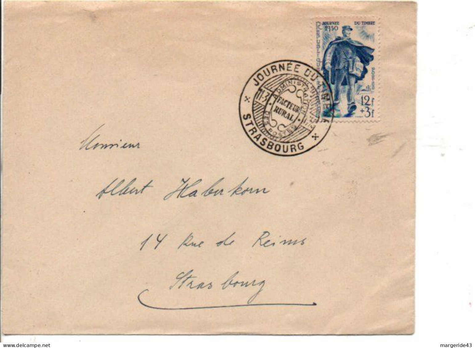 JOURNEE DU TIMBRE 1950 STRASBOURG - Commemorative Postmarks