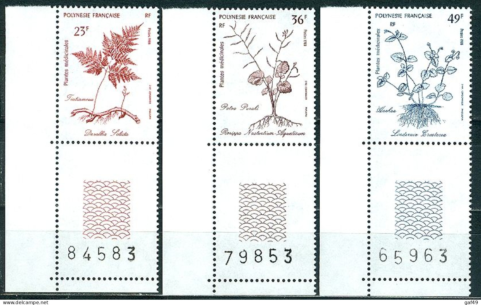 Polynésie N°Y&T 268 à 270 + 285 à 287 Et 315 à 317 Plantes Médicinales Neufs Sans Charnière Très Frais 3 Scans - Unused Stamps