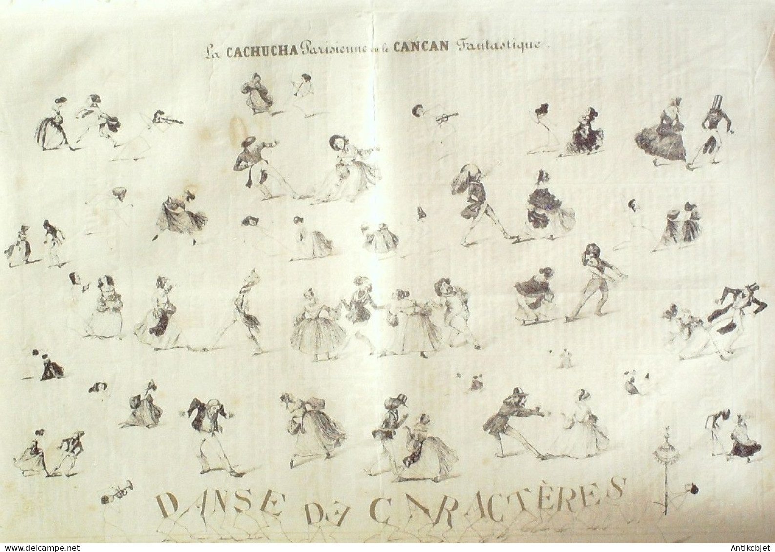 Litho Maurisset Théodore Carucha Parisienne Ou Cancan Fantastique Planche N°4 1838 - Estampas & Grabados