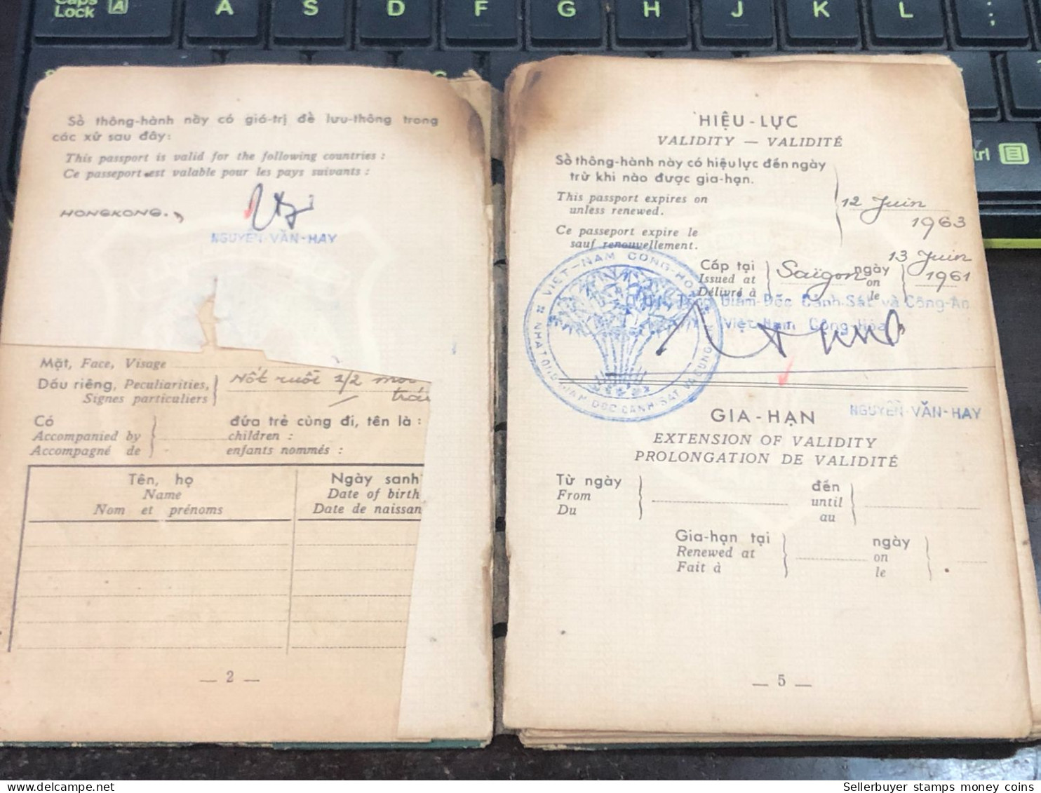 SOUTH VIET NAM -OLD-ID PASSPORT -name-BA LUU MIENG-1963-1pcs Book - Verzamelingen