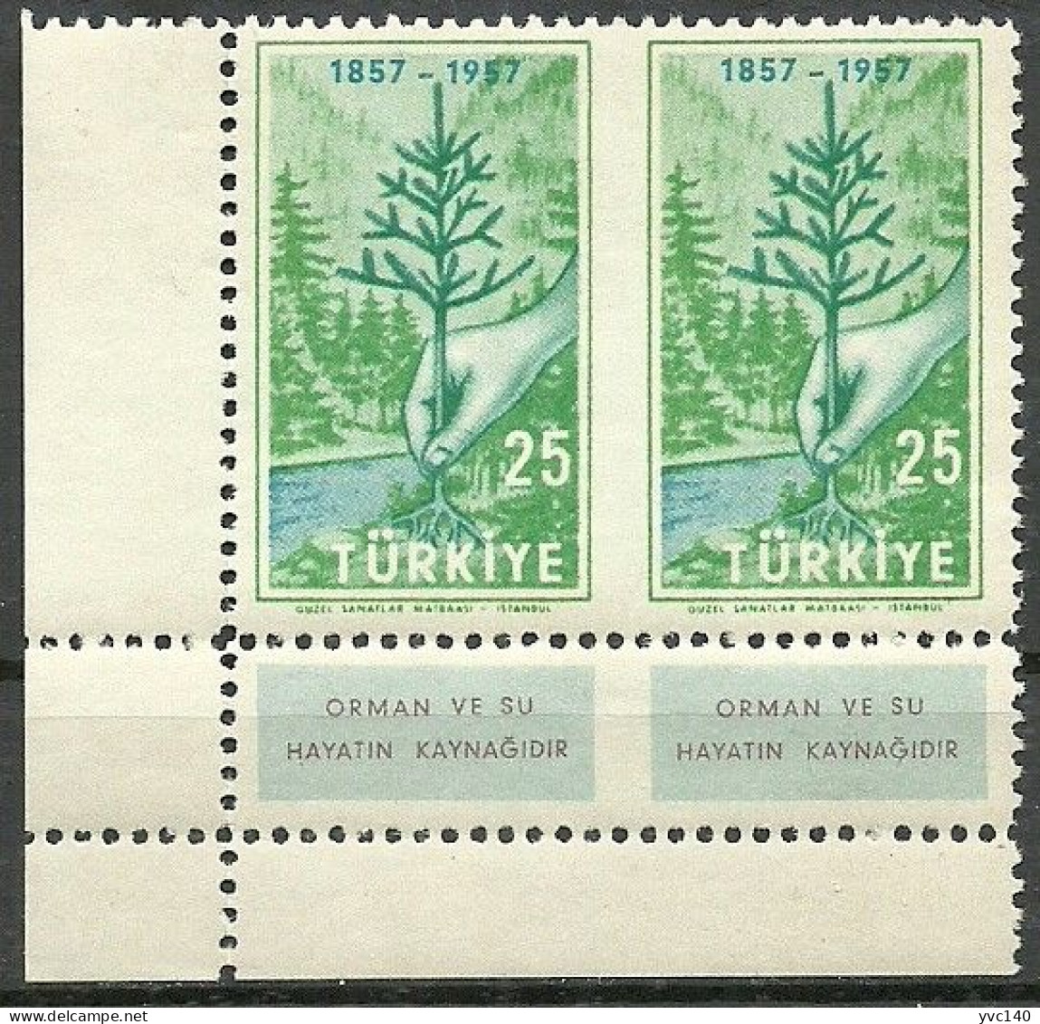 Turkey; 1957 Centenary Of The Instruction Of Forestry In Turkey ERROR "Partially Imperf." - Unused Stamps