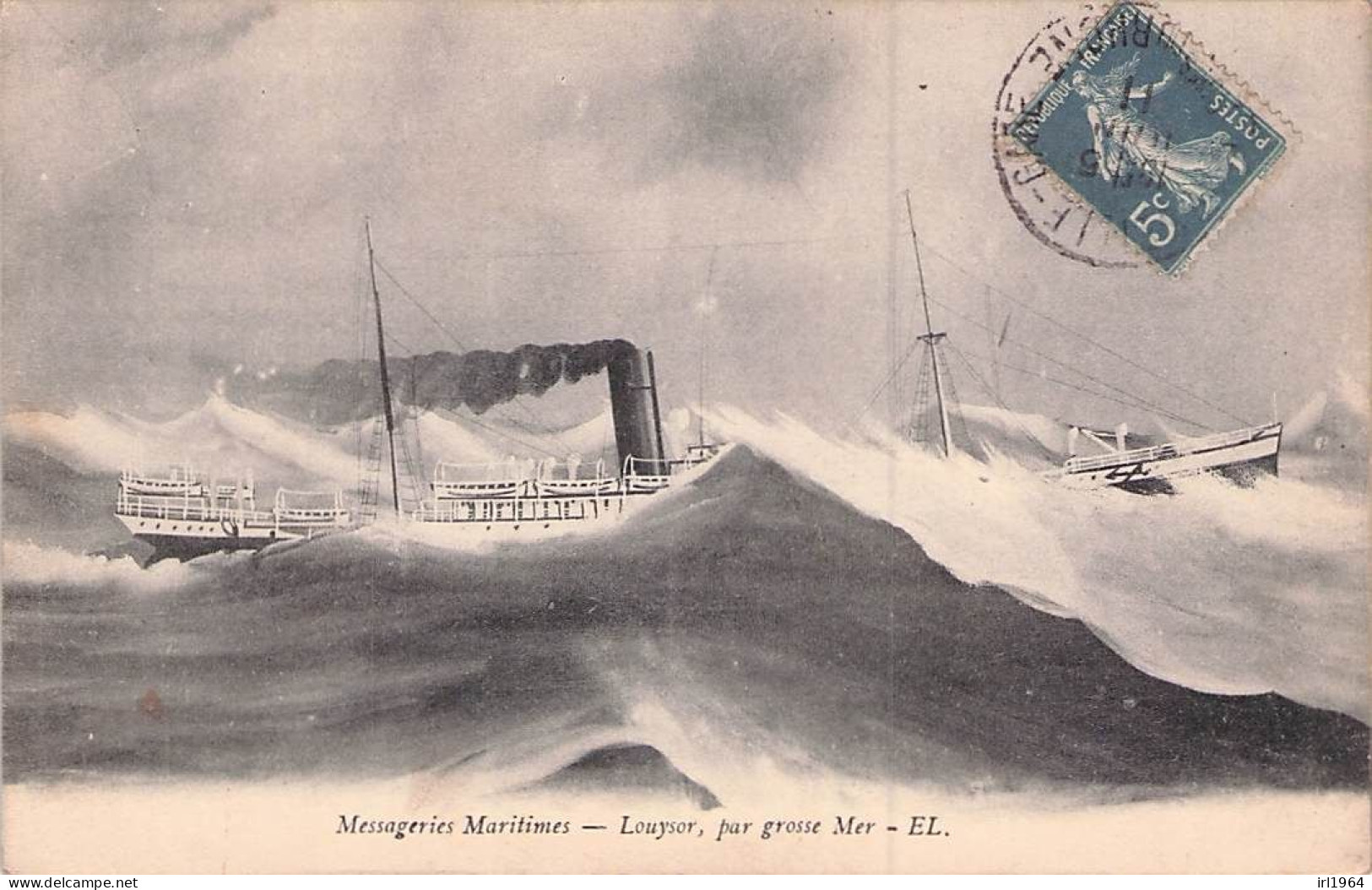 MESSAGERIE MARITIME LE LOUYSOR PAR GROSSE MER 1911 - Koopvaardij