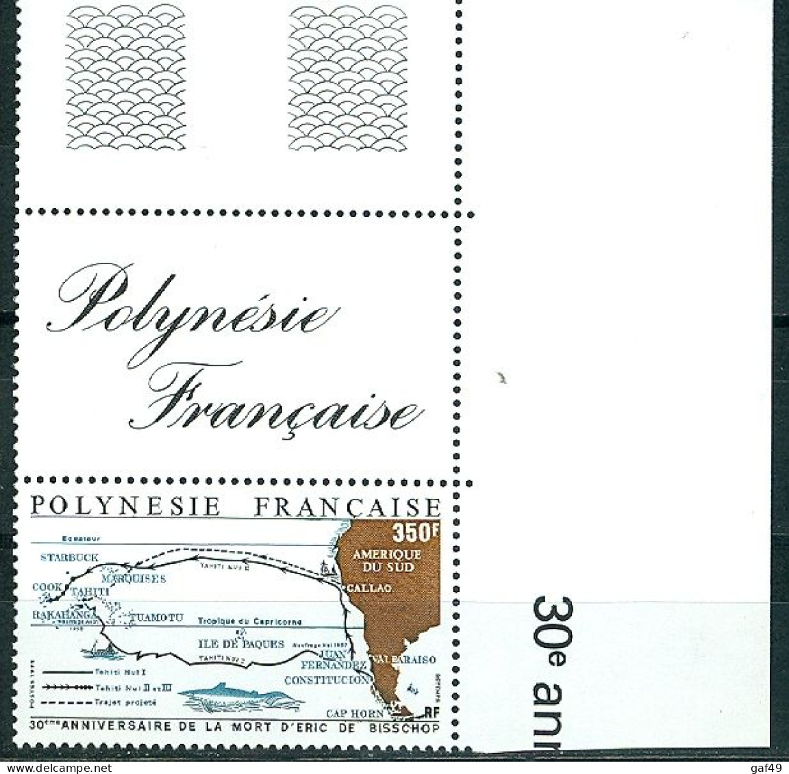 Polynésie N°Y&T 311 Anniversaire Mort Eric De Bisschop Neufs Sans Charnière Très Frais - Unused Stamps