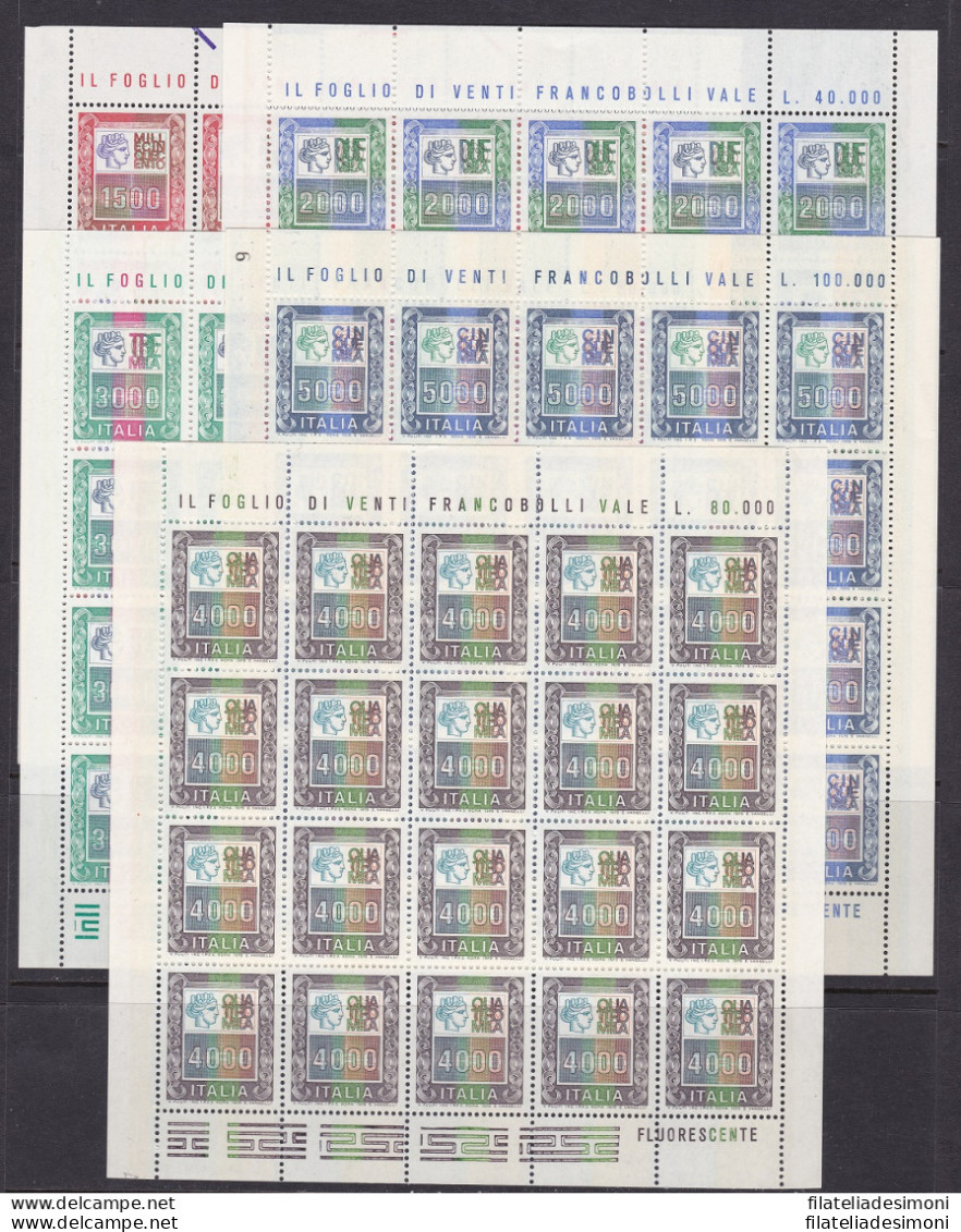 1978-79 Repubblica, N° 1438-1442 ALTI VALORI (5) IN FOGLI DA 20 - Ganze Bögen