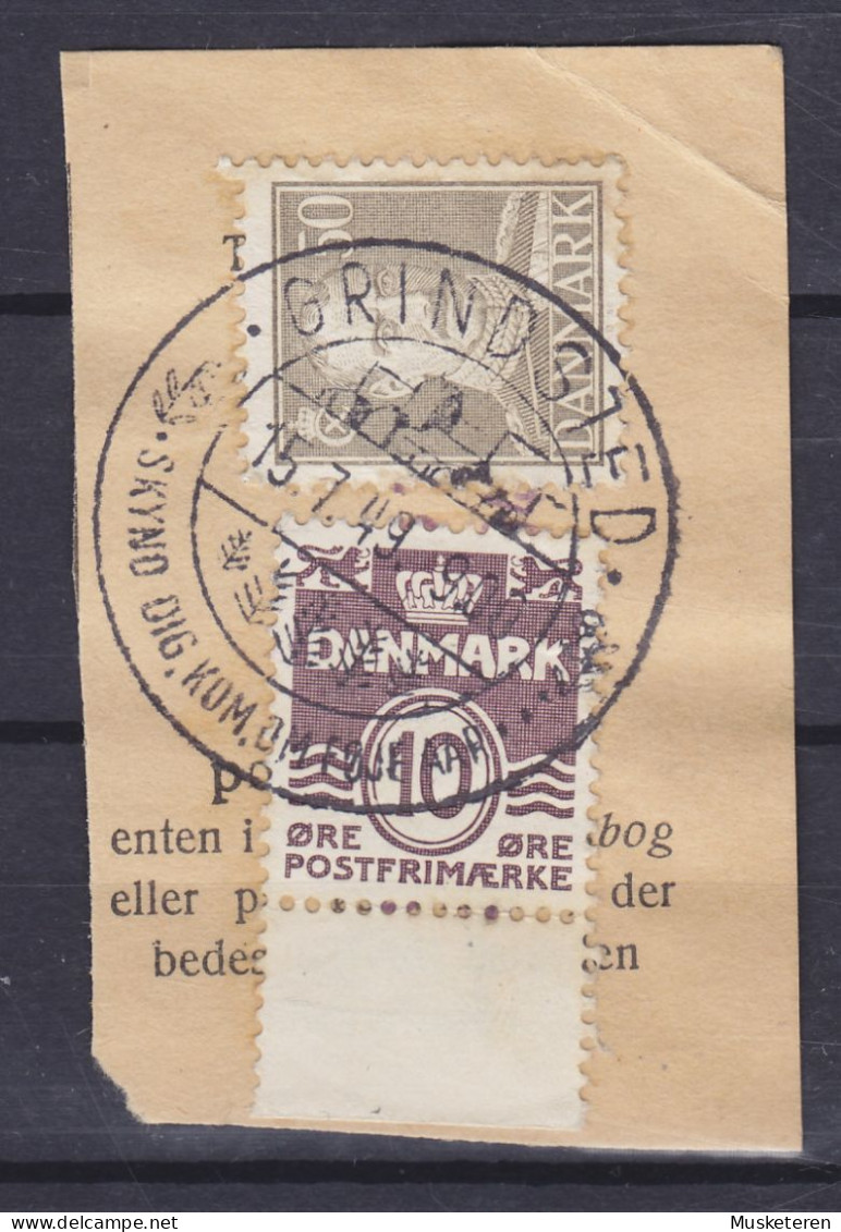 Denmark 1948 Mi. 246 XAc, 276, King Christian X. Sonderstempel 'Skynd Dig, Kom, Om Føje År...' GRINSTED 1949 Clip - Used Stamps