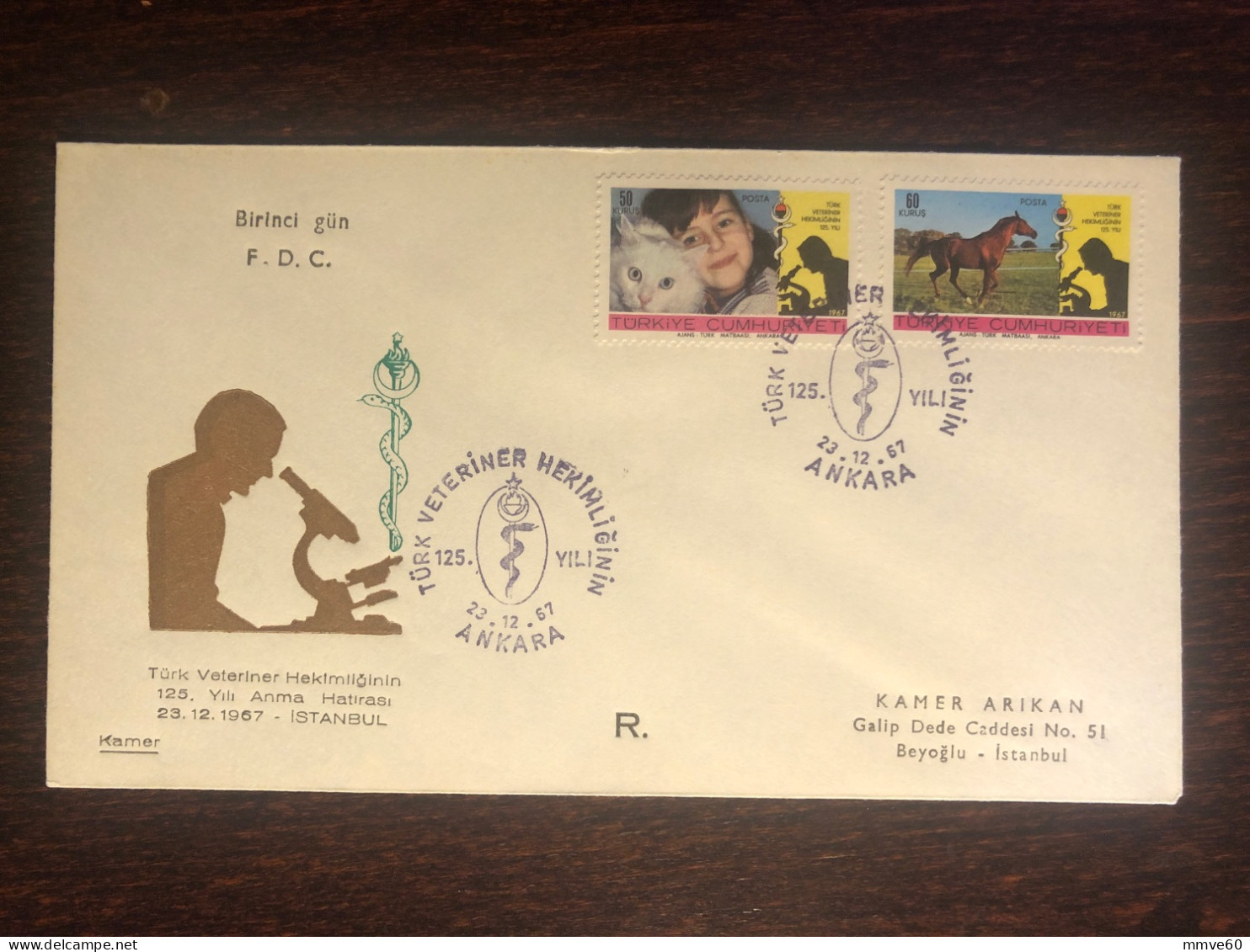 TURKEY FDC COVER 1967 YEAR VETERINARY HEALTH MEDICINE STAMPS - FDC