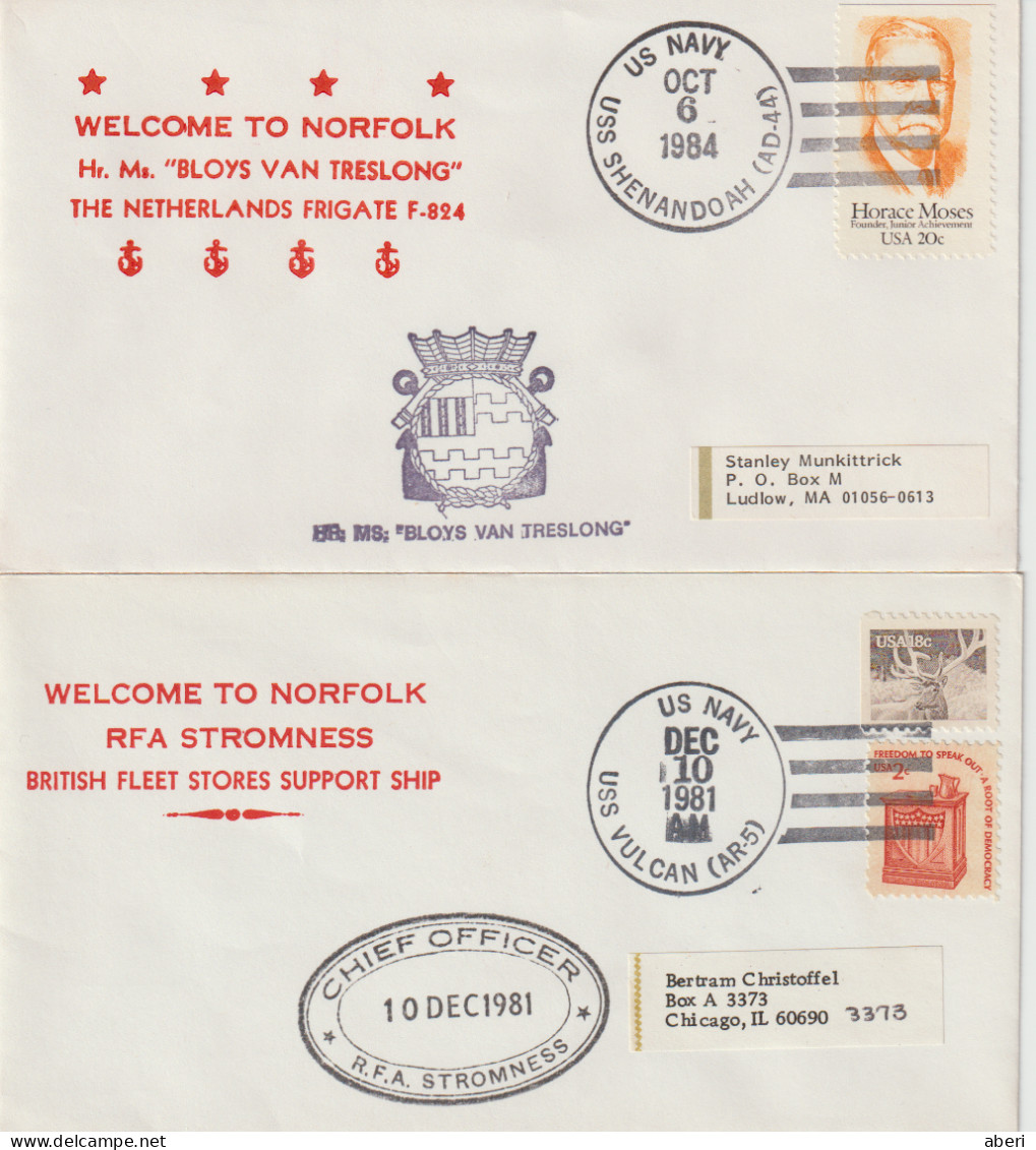 16032   WELCOME TO NORFOLK - 6 Enveloppes - BRITISH (3) ;NEDERLANDS; TURKISH; JAPON - Naval Post