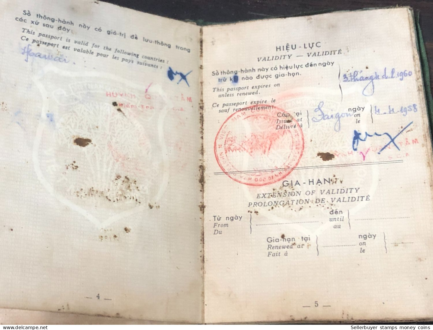 SOUTH VIET NAM -OLD-ID PASSPORT-name-NGUYEN VAN MY-1958-1pcs Book - Colecciones