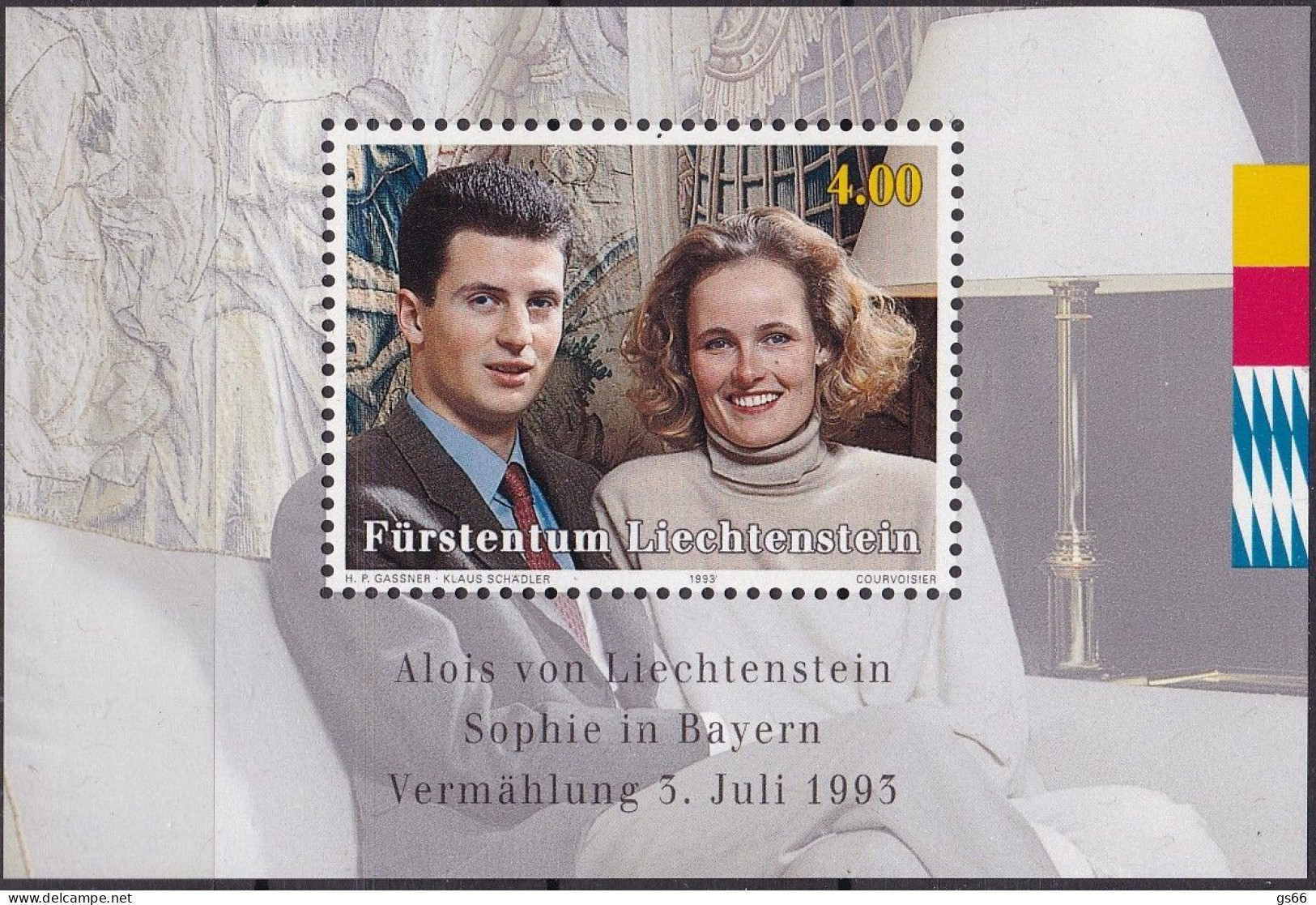 Liechtenstein, 1993, 1065 Block 15, MNH **, Hochzeit Von Erbprinz Alois Und Herzogin Sophie - Blocchi & Fogli