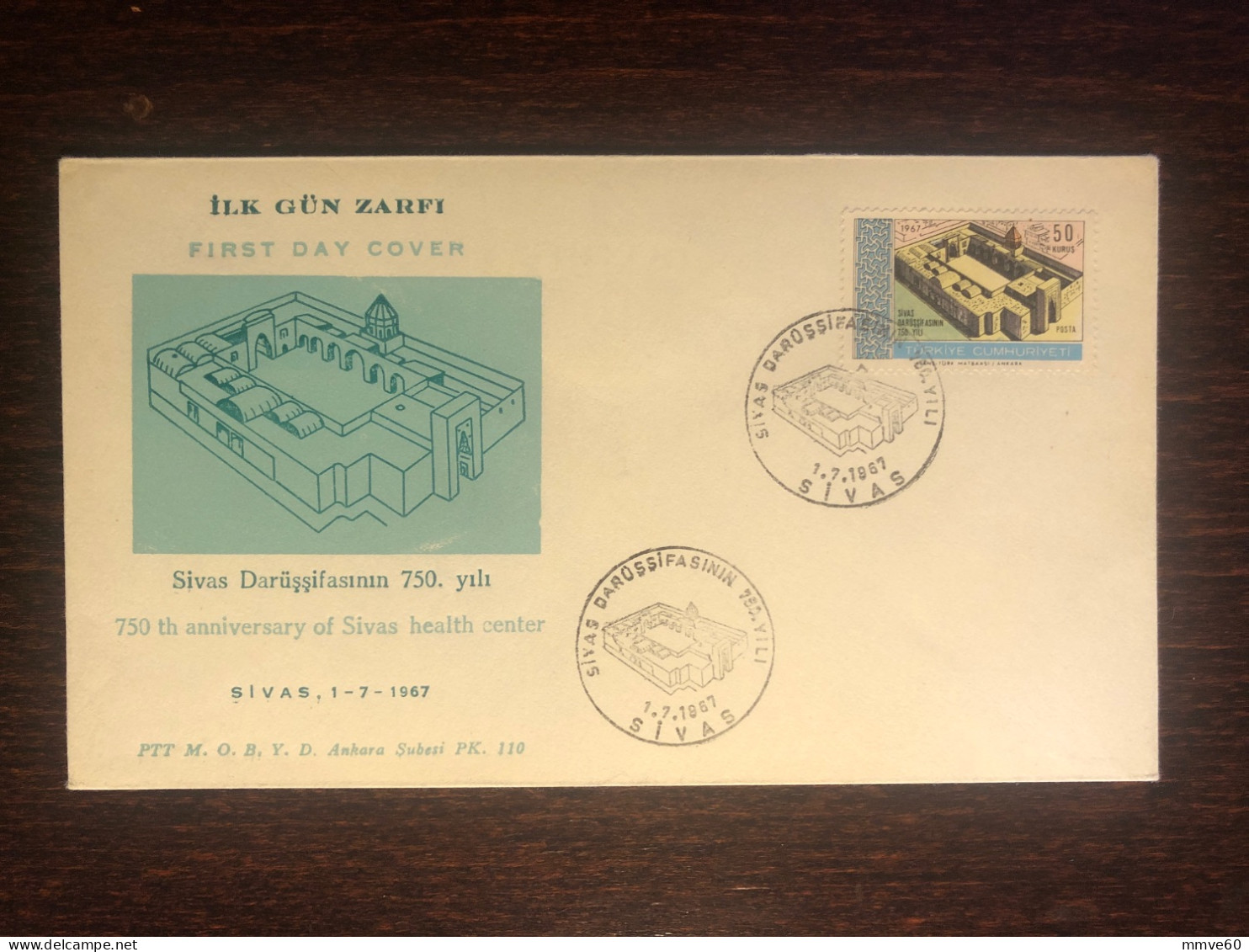 TURKEY FDC COVER 1967 YEAR HEALTH CENTER HOSPITAL HEALTH MEDICINE STAMPS - FDC