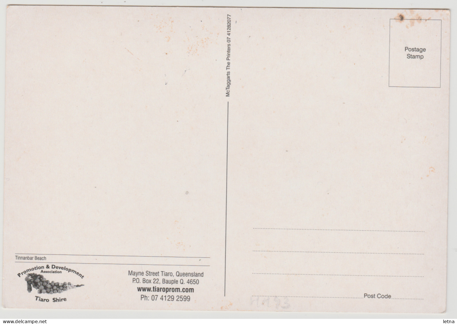 Australia QUEENSLAND QLD Tinnanbar Beach TIARO SHIRE Promotion Postcard C1980s - Andere & Zonder Classificatie