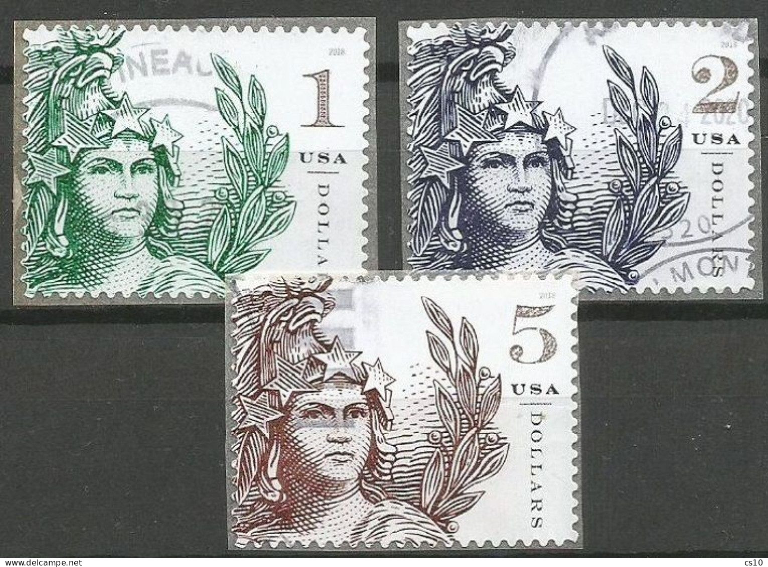 USA 2018 Statue Of Liberty - Freedom High Values $ 1-2-5 SC.# 5295/97 - Cpl 3v Set In VFU Condition - Verzamelingen