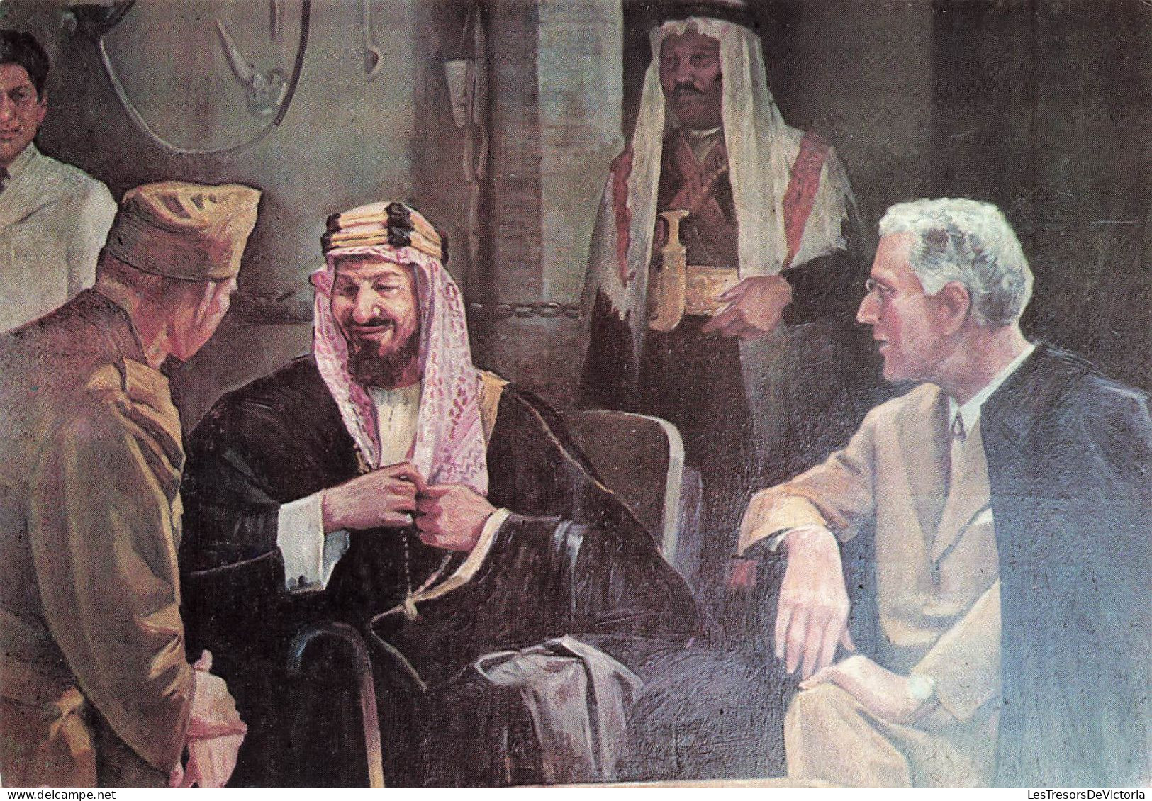 ARABIE SAOUDITE - Le Roi Abdulaziz Et Le Président Américain Roosevelt - Animé - Carte Postale - Arabia Saudita