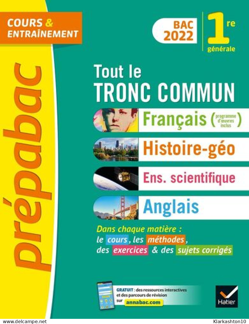 Prépabac Tout Le Tronc Commun 1re Générale Bac 2022: Nouveau Programme De Première - Andere & Zonder Classificatie