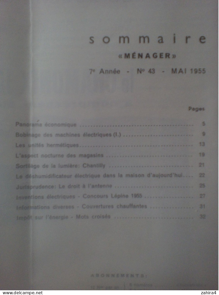 Electro Magazine Cfe N°43 Bobinage Machine électrique Unité Hermétique Vitrine Nocturne Chantill Lépine 1955 Inventions - Autres & Non Classés