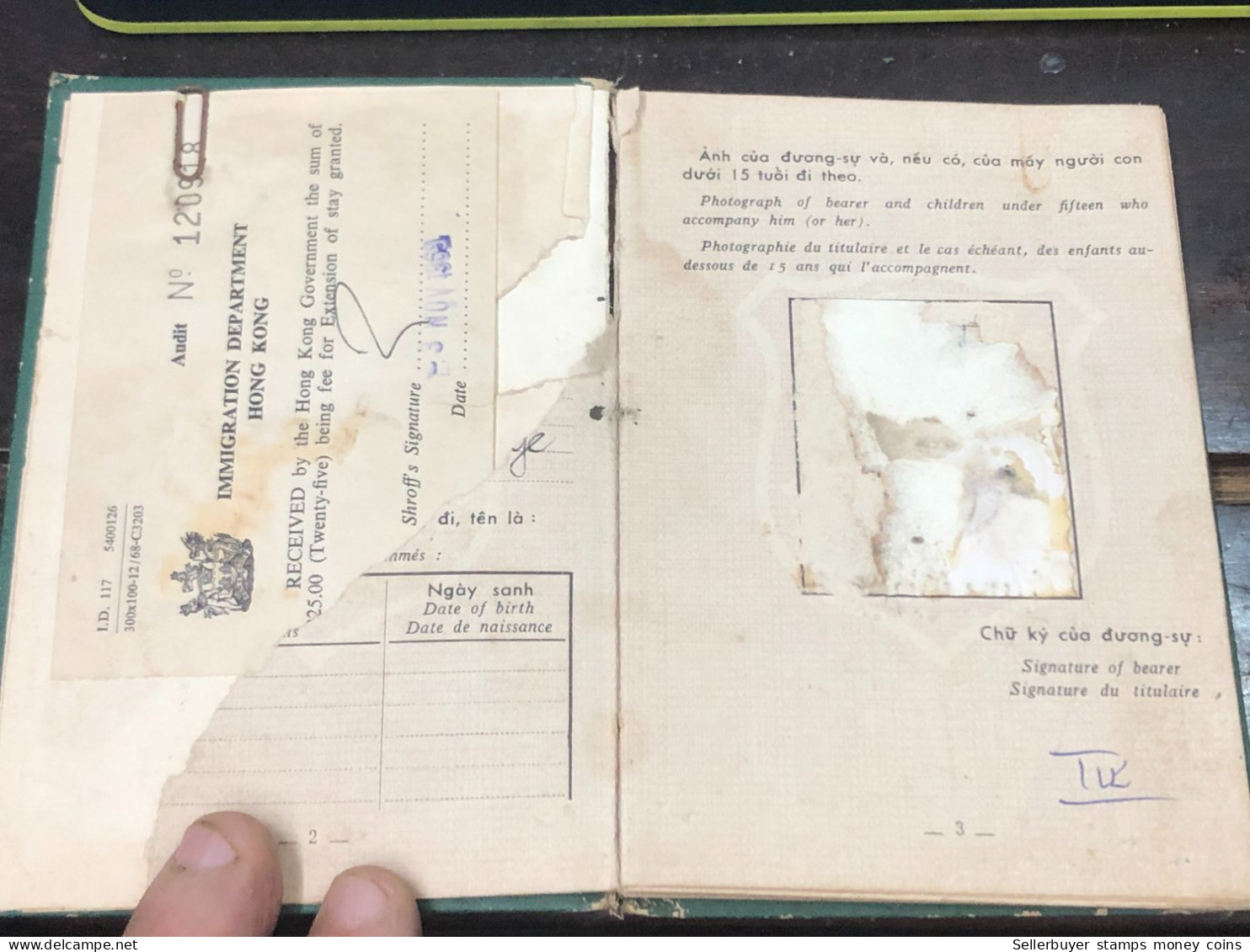 SOUTH VIET NAM -OLD-ID PASSPORT-name-HONG KONG-1967-1pcs Book - Colecciones
