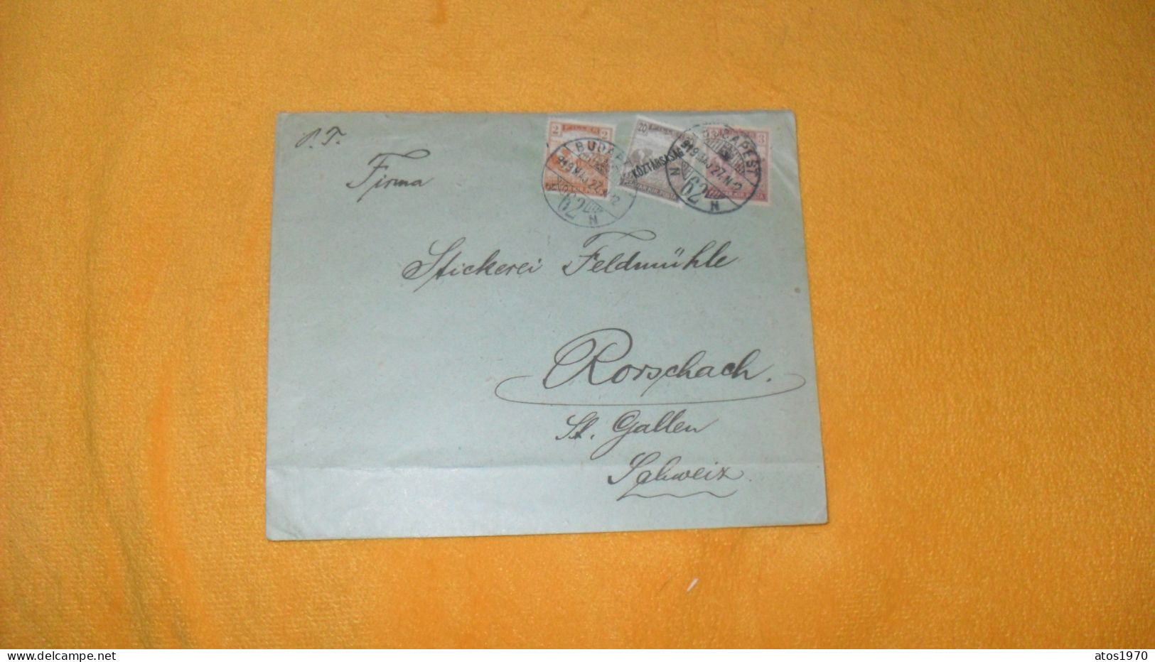 ENVELOPPE ANCIENNE DE 1927../ CACHETS BUDAPEST 62 POUR RORSCHACH SUISSE + TIMBRES X3 DONT SURCHARGE KOZTARSASAG - Cartas & Documentos