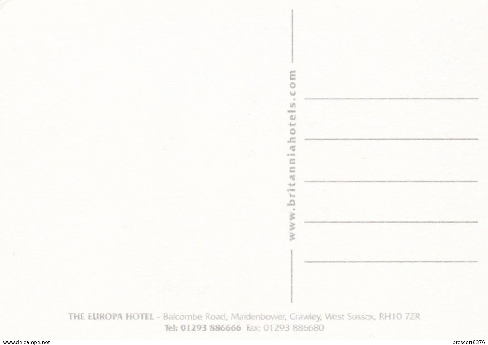 Europa Hotel Crawley W. Sussex - Unused Postcard - SDev - Andere & Zonder Classificatie