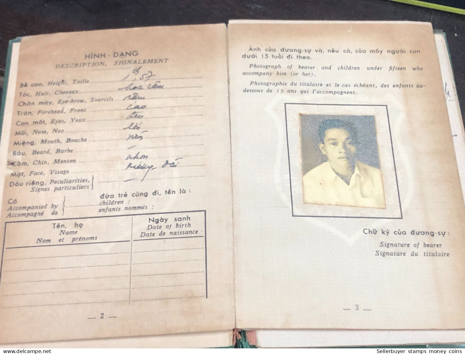 SOUTH VIET NAM -OLD-ID PASSPORT-name-VO VAN DAU-1958-1pcs Book - Colecciones