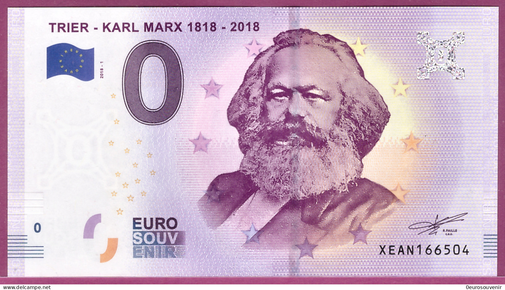 0-Euro XEAN 2018-1 TRIER - KARL MARX 1818 - 2018  H2 - Essais Privés / Non-officiels