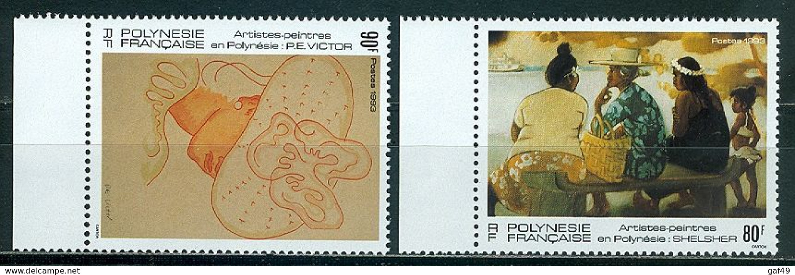 Polynésie N°Y&T 445 447 448 Artistes Peintres En Polynésie  Neufs Sans Charnière Très Frais 2 Scans - Unused Stamps