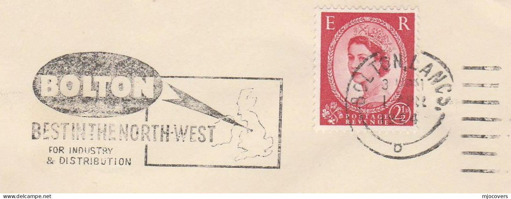 1964 COVER Bolton INDUSTRY  & DISTRIBUTION Best In The North West  Illus MAP  Slogan  Gb Stamps - Storia Postale