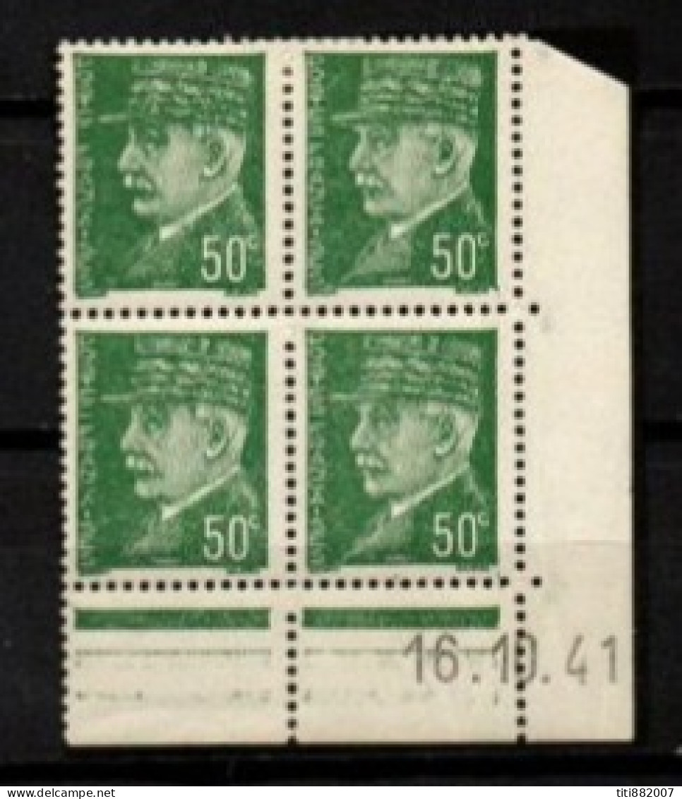 FRANCE    -   1941 .  Y&T N° 508 */ **.  Coin Daté. Taches Dans Les Cheveux +  Légendes Maculées - Nuovi