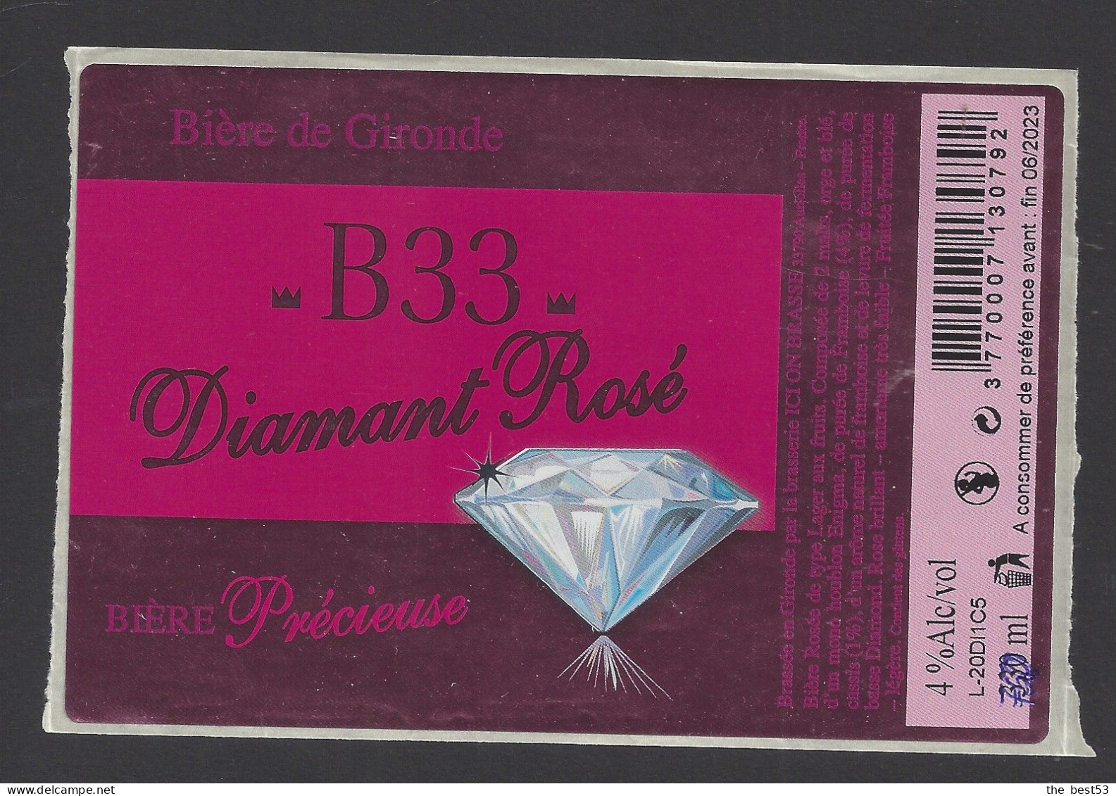 Etiquette De Bière Diamant Doré B33 -  Brasserie Ici On Brasse à Auriolles  (33) - Bier