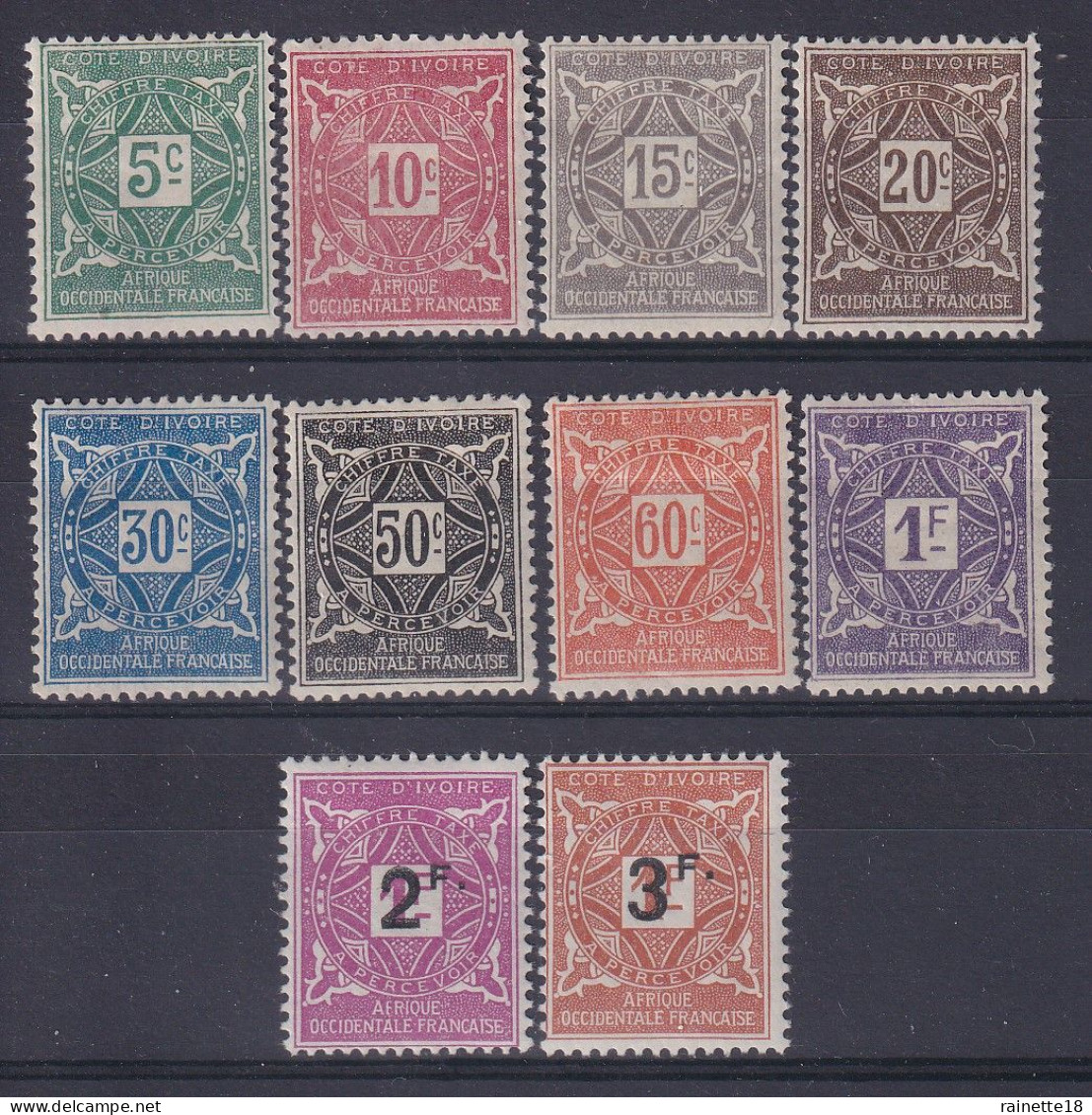 Côte D'Ivoire                   Taxes    9/18 * - Unused Stamps