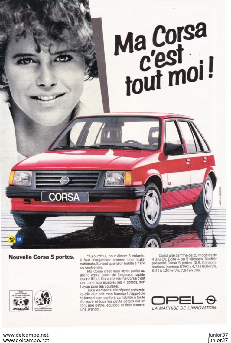 3 Feuillets De Magazine Opel Corsa Viva. GT 1985. 5 Portes - Werbung