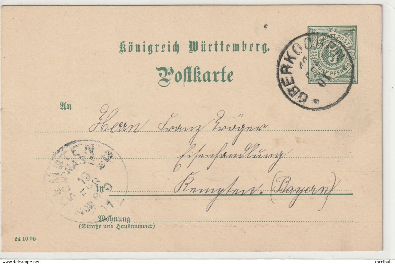 Königreich Württemberg, Oberkochen - Postwaardestukken