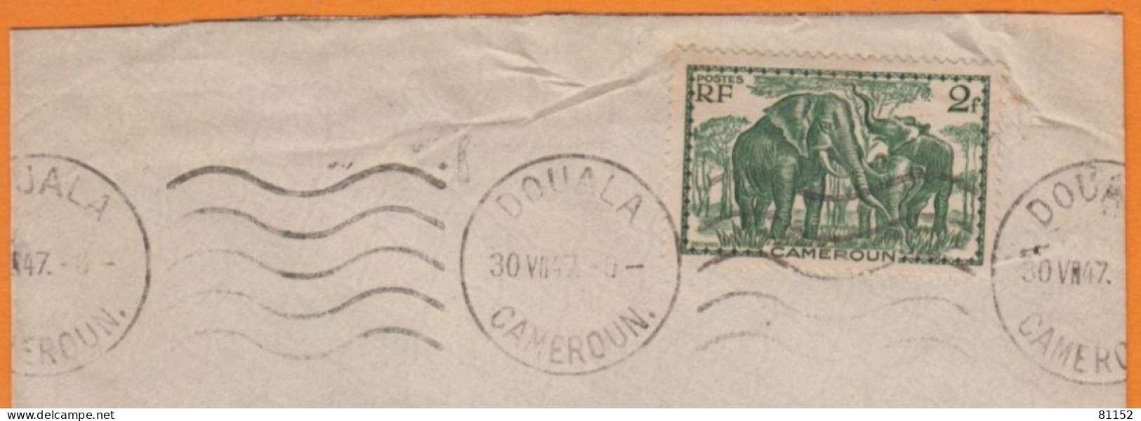 Cameroun Eléphants   2F Vert  Y.et.T.185  SEUL Sur Lettre De DOUALA  Le 30 VII  47 Pour EBOLOWA Cameroun - Lettres & Documents