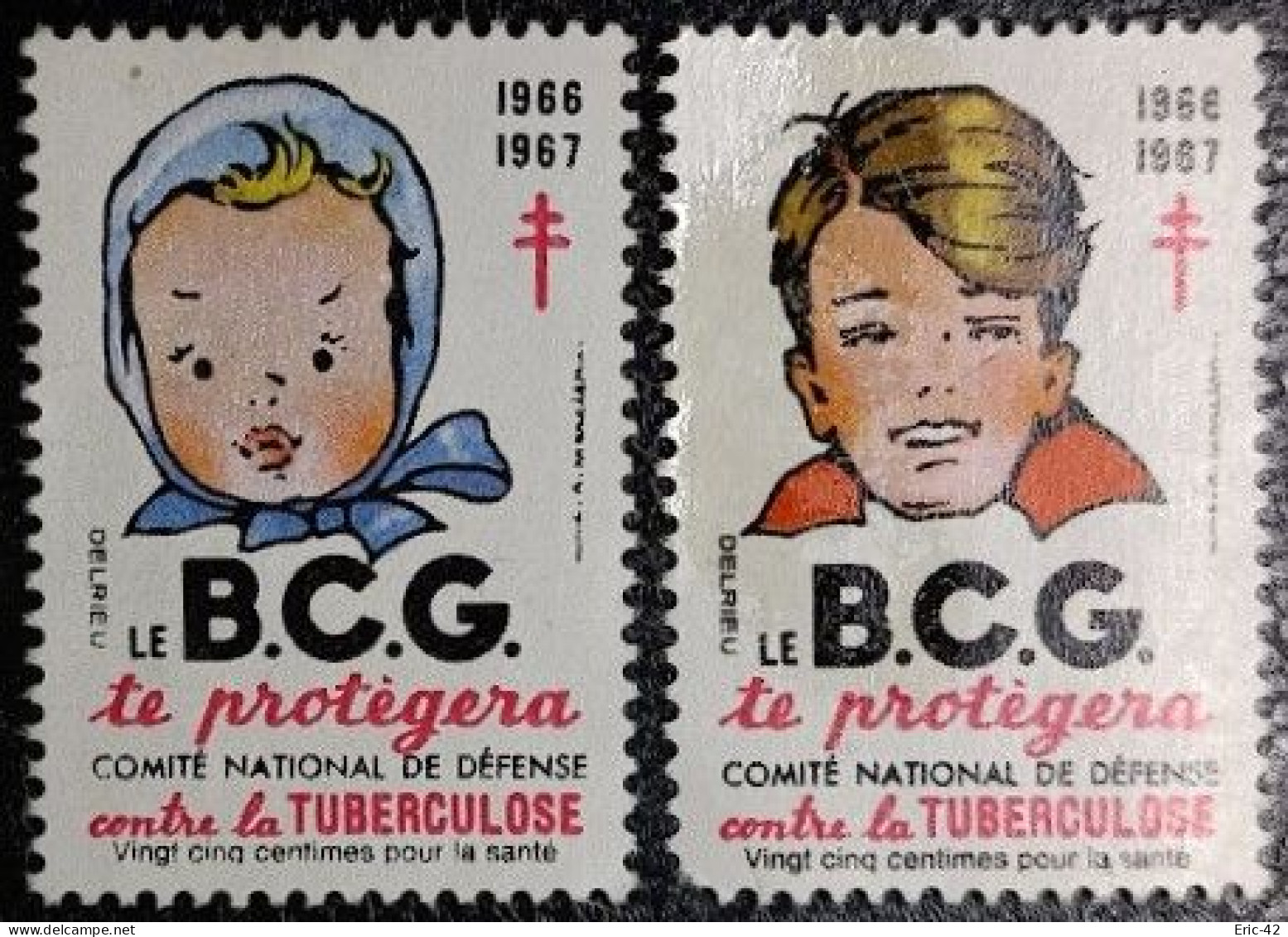 Vignette 1967. BCG.  Antituberculeux Contre Tuberculose Deux Timbres. Neufs(*) S.G. - Tegen Tuberculose