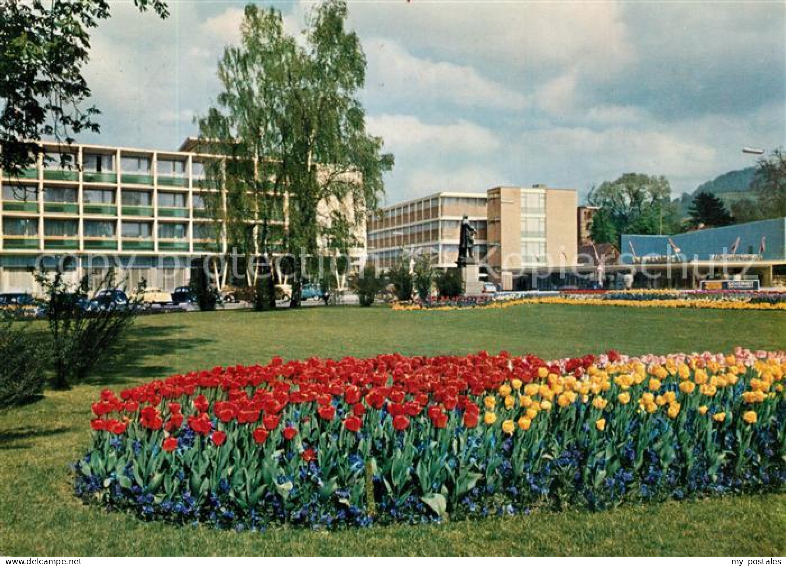 73310780 Reutlingen BW Friedrich List Platz Mit Parkhotel Tulpenbeet  - Reutlingen