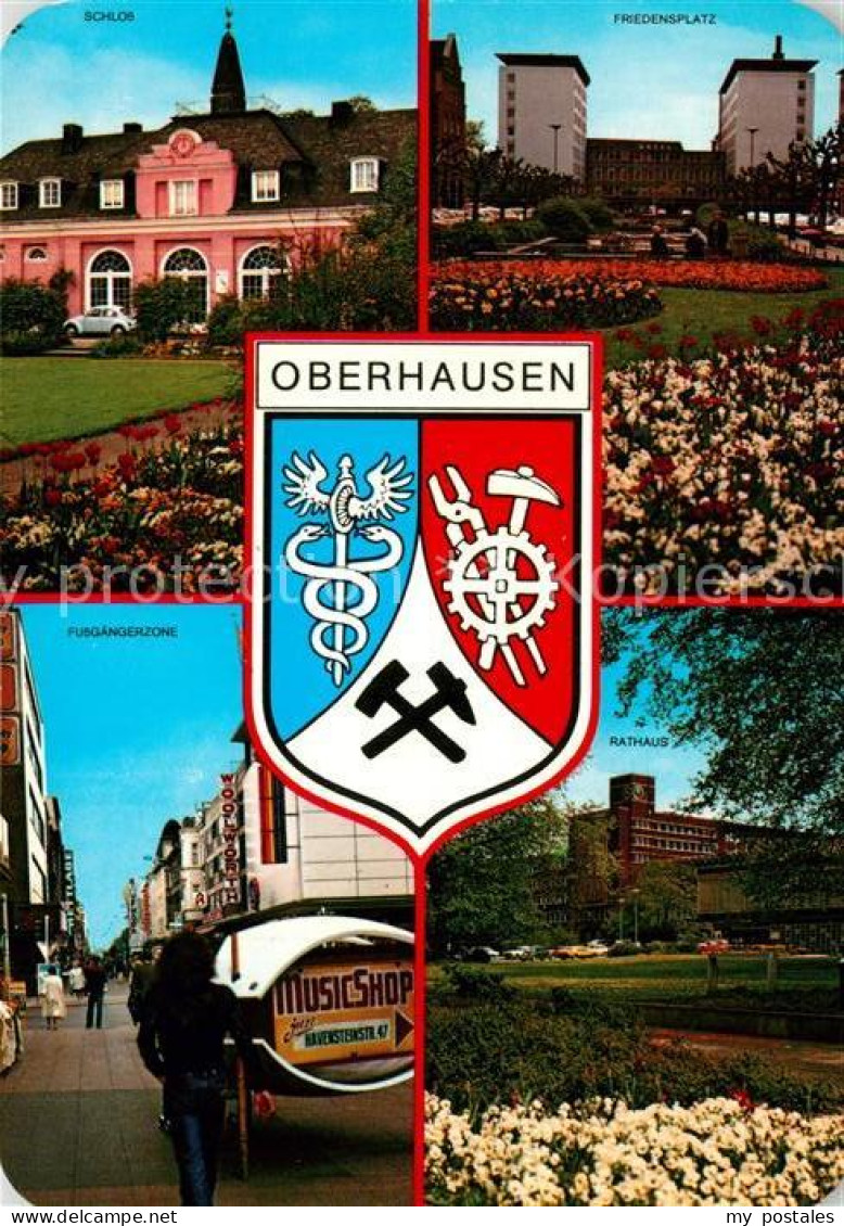 73310763 Oberhausen Schloss Friedensplatz Fussgaengerzone Rathaus Wappen Oberhau - Oberhausen