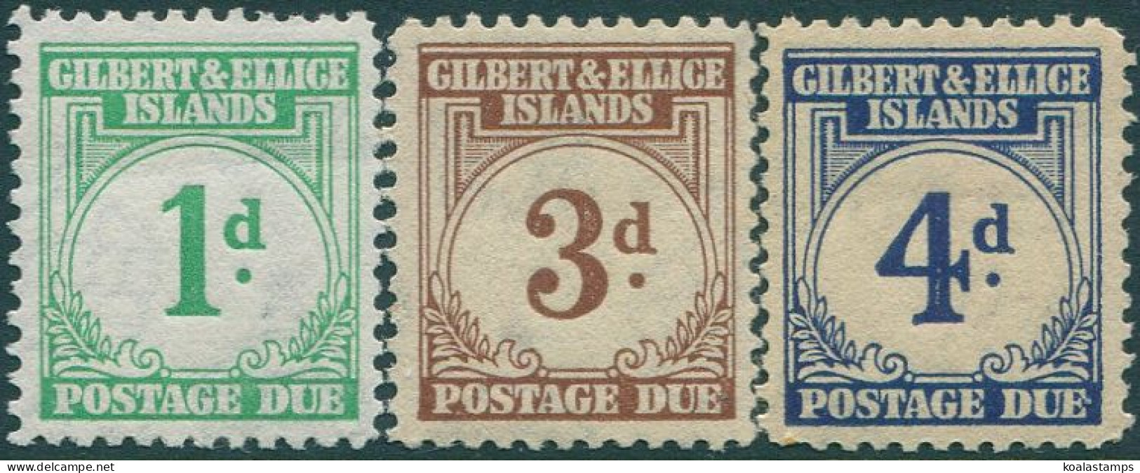 Gilbert & Ellice Islands Due SGD1-D4 Postage Due 3 Values MNH - Isole Gilbert Ed Ellice (...-1979)