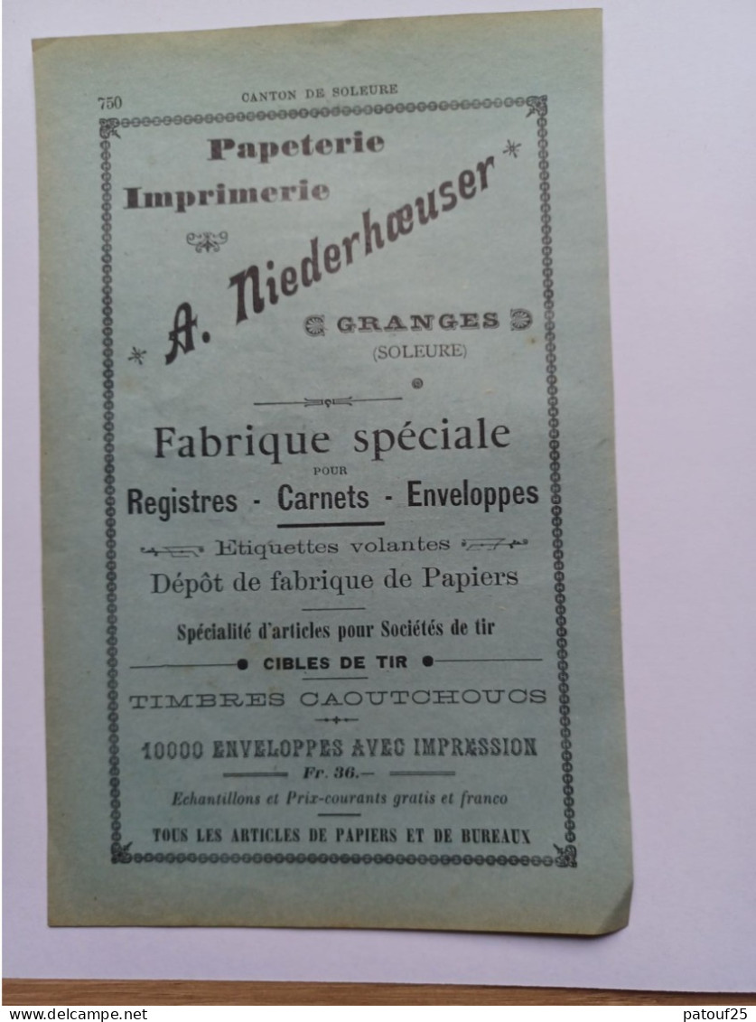 Ancienne Publicité Horlogerie MEYER ET STUDELI SOLEURE Suisse 1914 Au Recto Niederhauser Granges - Suisse